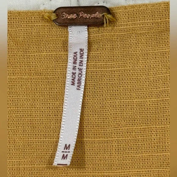 Free People / Women's Yellow Sleeveless Cotton Wrap Dress / Size M. - Picture 9 of 9